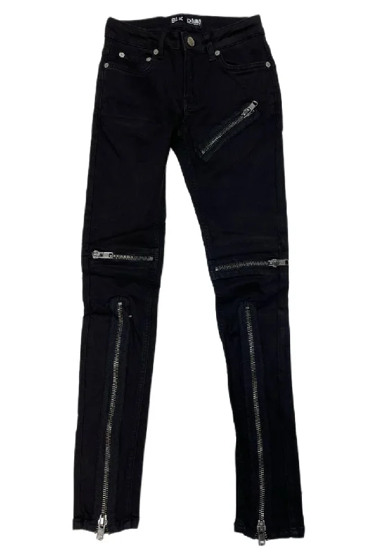 BLK DNM Women's Corbin Black Zip Accent Jeans 26 #WJ610801 Size 26/30 NWT Stylish High-Waist Jeans