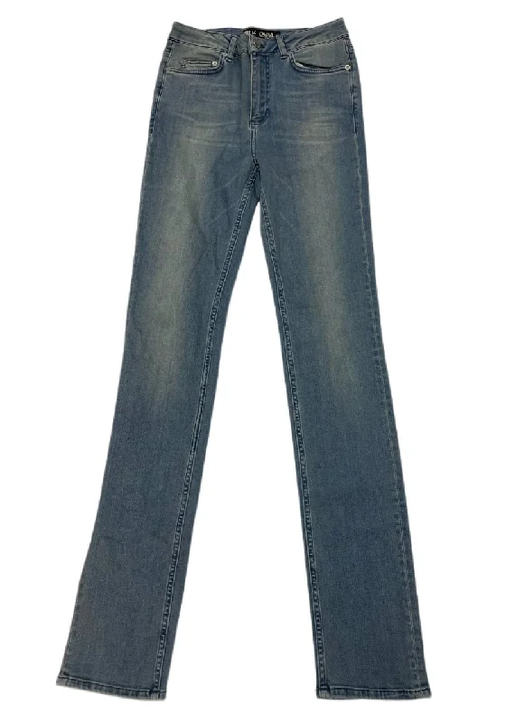 BLK DNM Women's Focat Blue High Rise Jeans 6 #WJ760101 Size 26/34 NWT Trendy Wide-Legged High-Waist Jeans