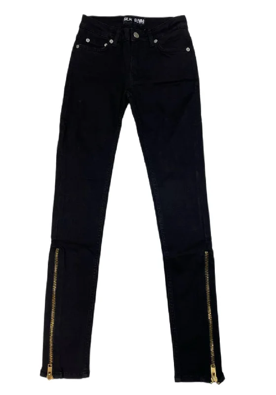 BLK DNM Women's Shell Black Ankle Zip Jeans 26 #WJ610901 Size 26/30 NWT Elegant High-Waisted Flared Jeans