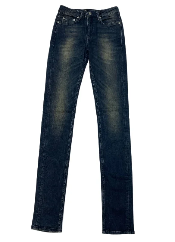 BLK DNM Women's Starks Blue Slim Fit Jeans 22 #WJ560301 Size 26/34 NWT Chic Double Waistband Jeans