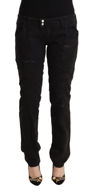 Chic Low Waist Black Slim Fit Jeans Classic Slim Fit Jeans