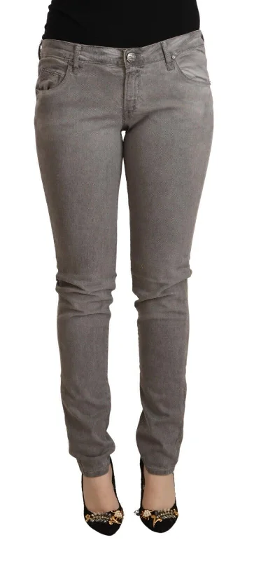 Chic Low Waist Skinny Cotton Blend Jeans Trendy Low-Rise Slim Jeans