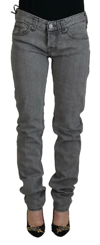 Care Label Chic Low Waist Skinny Gray Jeans Stylish High-Waist Jeans