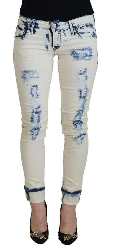 Acht Chic Low Waist Tattered Skinny Jeans Comfortable Jogger Style Jeans