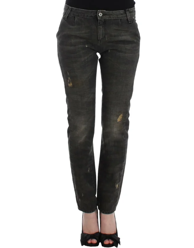 Costume National  distressed Women's jeans Chic Rip-Detail High-Waist Jeans