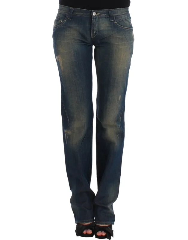Costume National  straight leg Women's jeans Fashionable Vintage Wash Jeans