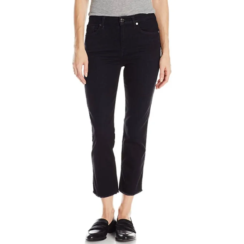 Cropped High Waisted Vintage Straight Jean In Black Comfortable Flare Leg Jeans