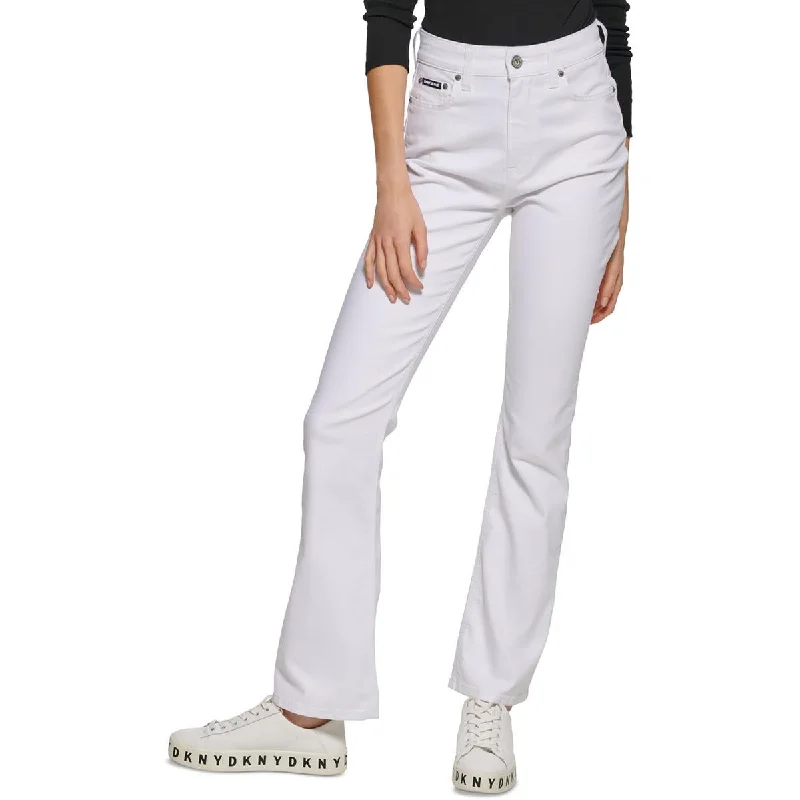DKNY Jeans Womens Boreum Denim Stretch Flare Jeans Stylish Relaxed Fit Skinny Jeans