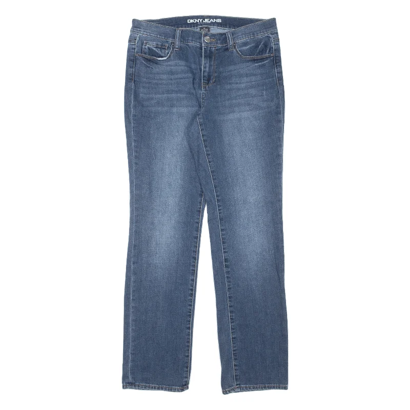 DKNY Soho Womens Jeans Blue Slim Straight Stone Wash W30 L29 Chic Rolled Cuff Denim Jeans