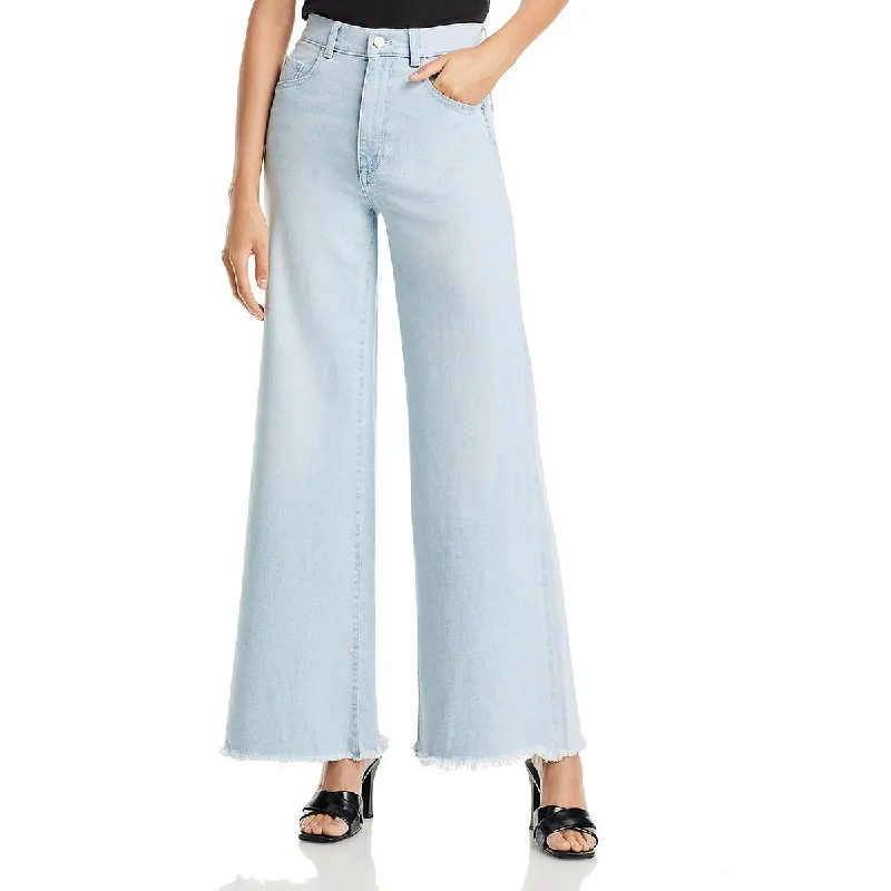DL1961 Womens High Rise Frayed Hem Wide Leg Jeans Trendy Cut-Off Denim Shorts