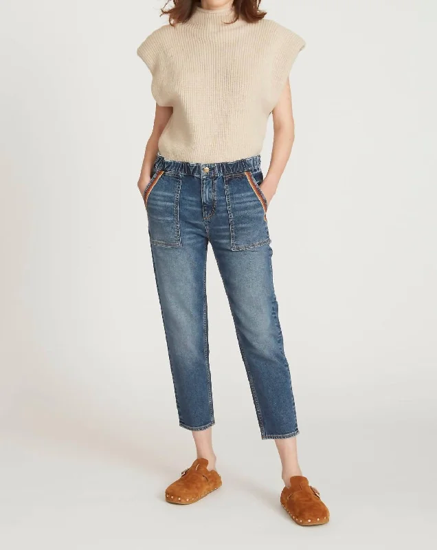 Eliza Jean In Dark Wash Trendy Button-Up High-Waist Jeans