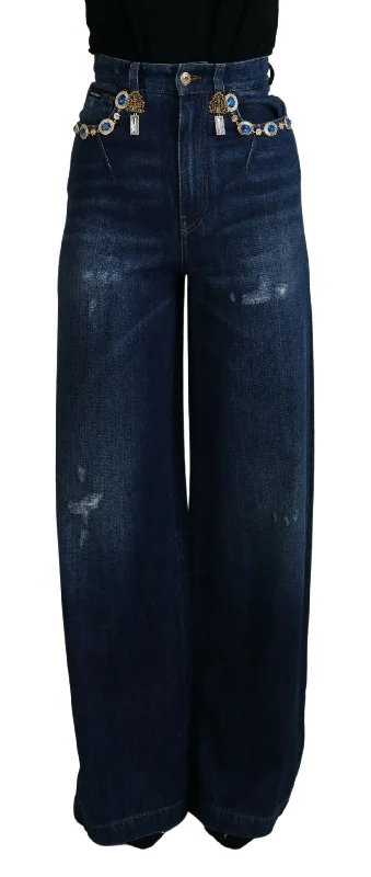 Dolce & Gabbana Embellished Straight Leg Designer Jeans Classic Button Fly Jeans