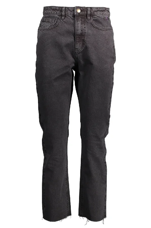 Black Cotton Women Jean Fashionable Distressed Jeans