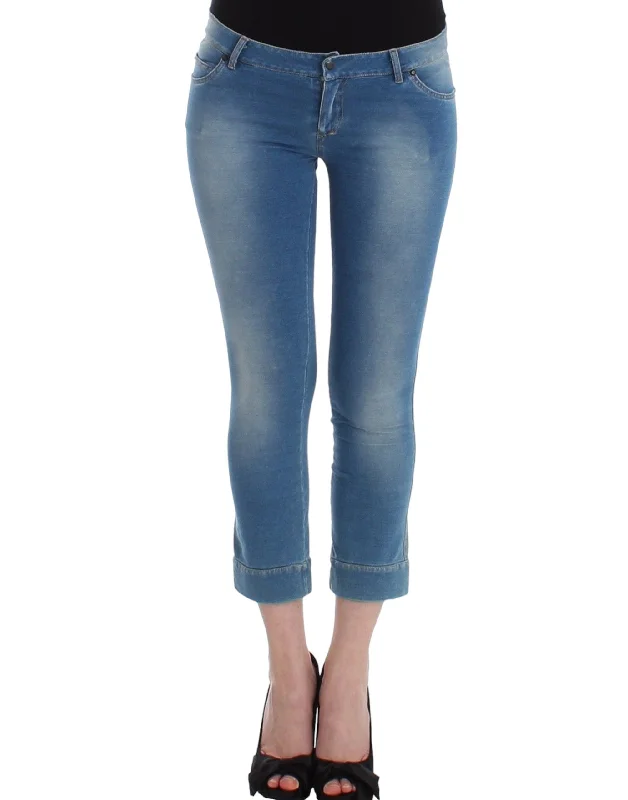 Ermanno Scervino Beachwear  Jeans Capri Pants Women's Cropped Fashionable Raw Edge Jeans