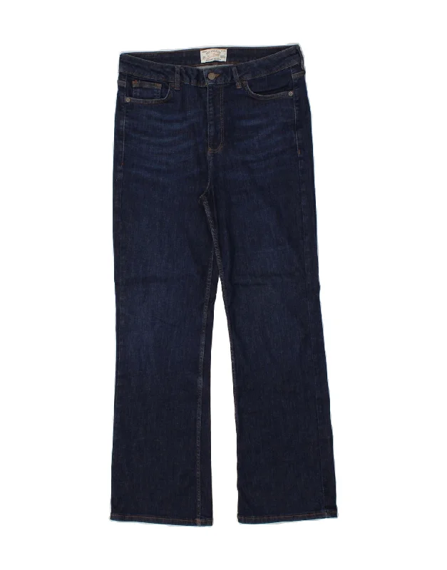 FAT FACE Womens Bootcut Jeans UK 14 Large W32 L30 Navy Blue Cotton Casual Distressed Denim Jeans