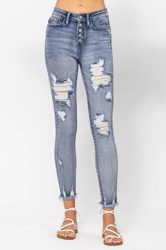 For The Win Skinny Jean In Blue Trendy Layered Pocket Jeans