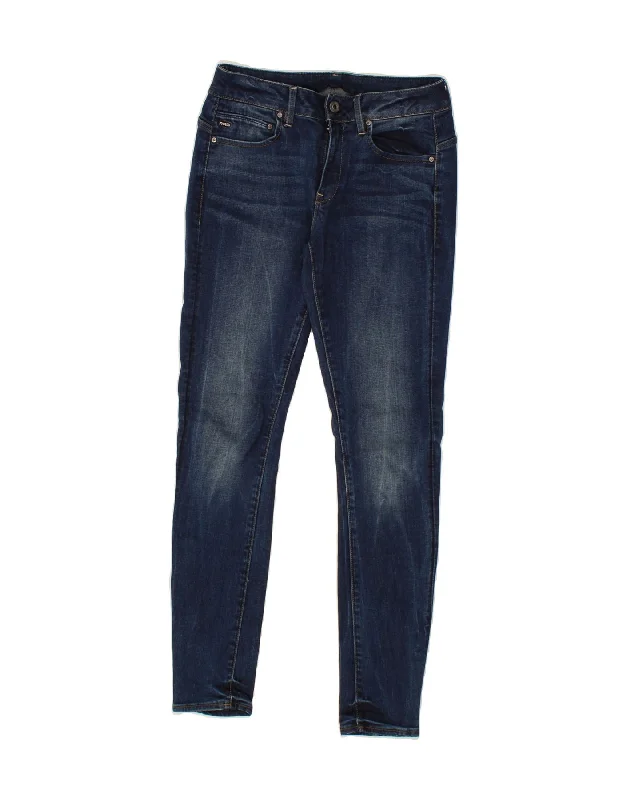 G-STAR Womens Skinny Jeans W28 L30 Navy Blue Cotton Fashionable Straight Cut Jeans