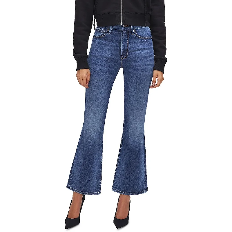Good American Womens Dark Wash Crop Bootcut Jeans Chic Cropped Jeans