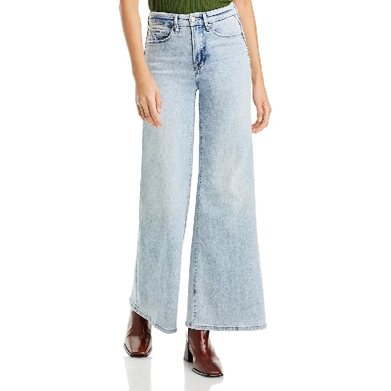 Good American Womens High Rise Light Wash Wide Leg Jeans Fashionable Straight Cut Jeans