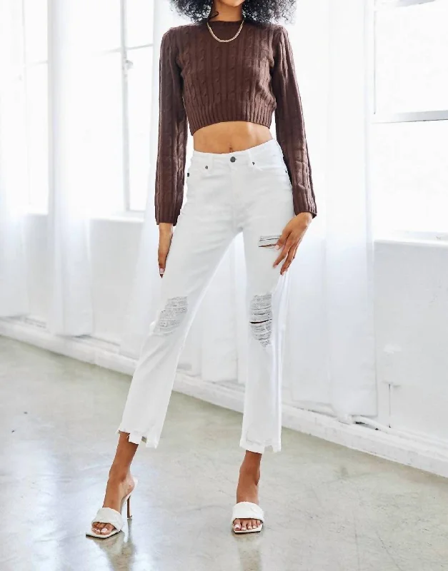 High Rise Lightning Jean In White Comfortable Jogger Style Jeans