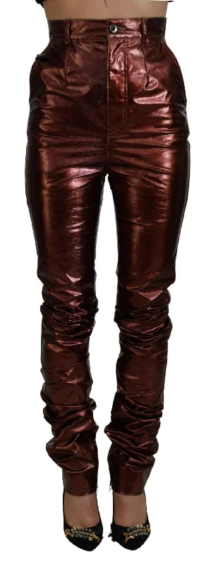 Dolce & Gabbana High Waist Skinny Jeans in Metallic Bronze Trendy Vintage Denim Jeans Dolce & Gabbana High Waist Skinny Jeans in Metallic Bronze Trendy Vintage Denim Jeans