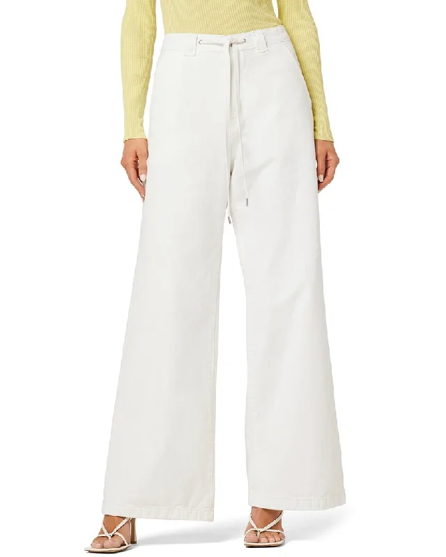 HUDSON Jeans Wide Leg Drawstring Trouser White Jean Stylish Acid-Wash Jeans