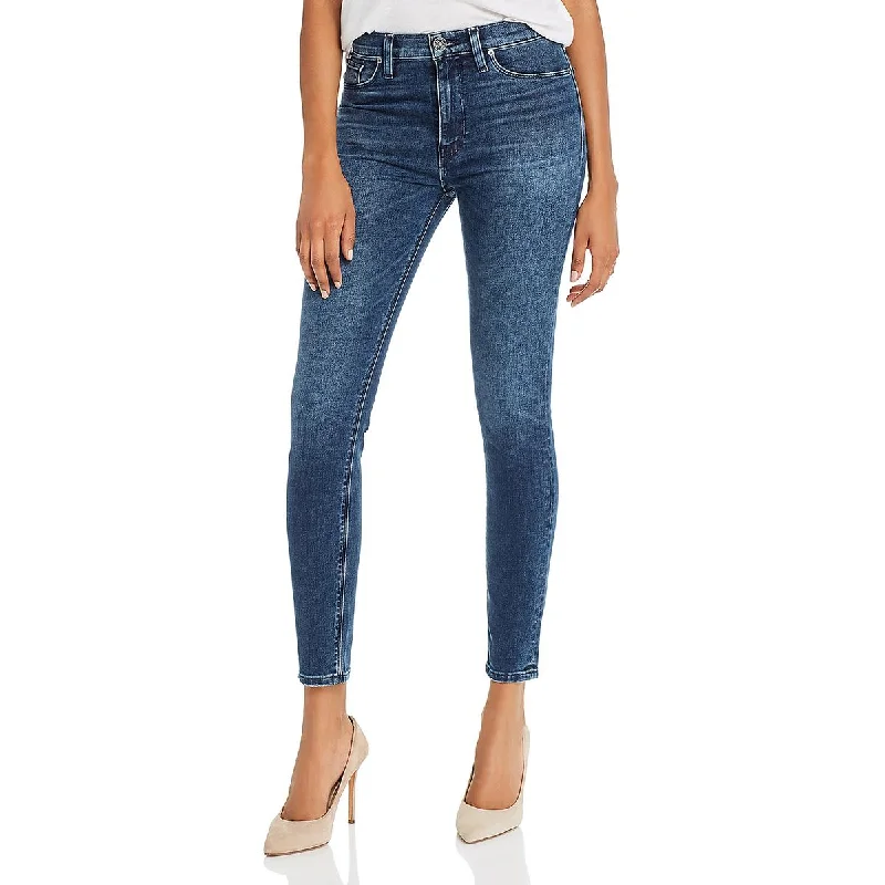 Hudson Womens Barbara Denim Studded Skinny Jeans Chic Rolled Cuff Denim Jeans
