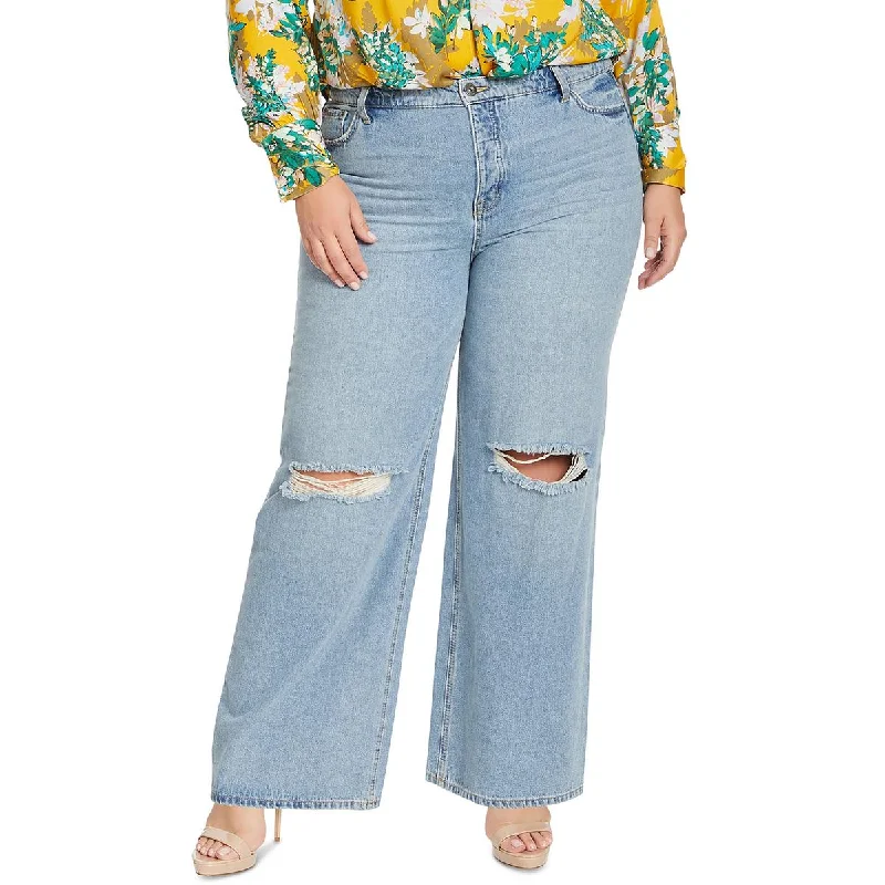 Jessica Simpson Womens Plus Destroyed Denim Wide Leg Jeans Stylish Relaxed Fit Skinny Jeans Jessica Simpson Womens Plus Destroyed Denim Wide Leg Jeans Stylish Relaxed Fit Skinny Jeans