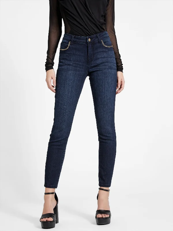 Larissa Chain-Link Jeans Stylish High-Waisted Denim