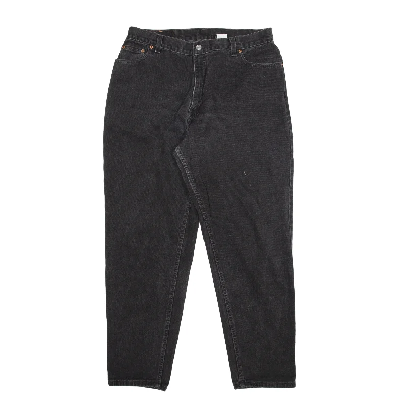 LEVI'S 550 Jeans Black Denim Relaxed Tapered Womens W32 L29 Fashionable Button-Front Jeans