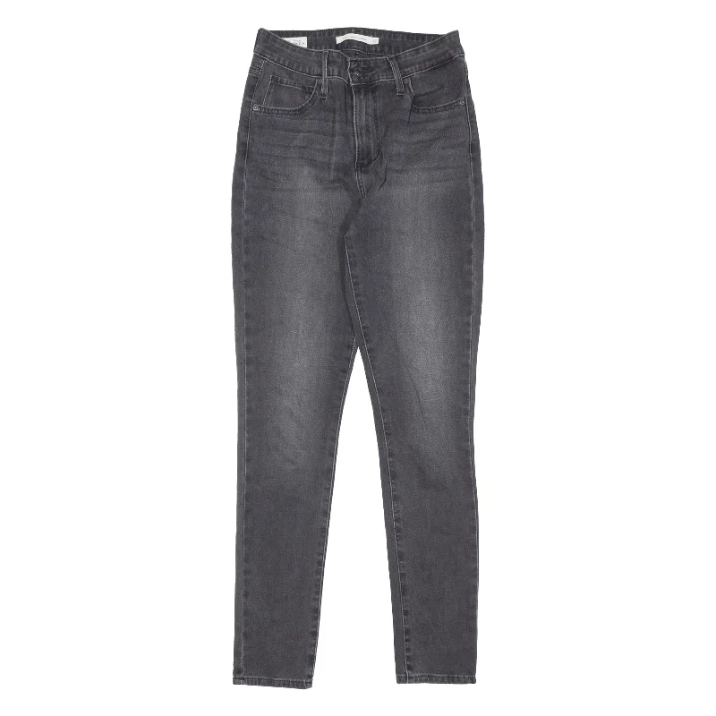 LEVI'S 721 High Rise Big E Womens Jeans Grey Slim Skinny Stone Wash W23 L28 Chic Faded Blue Jeans