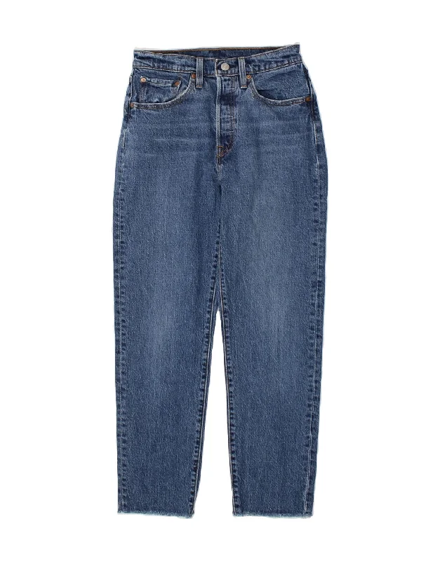 LEVI'S Womens 501 High Rise Straight Jeans W26 L28 Blue Cotton Comfortable Faded High-Rise Jeans