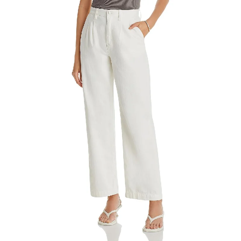 Madewell Womens Novelty Pleated Denim Straight Leg Jeans Comfortable Mid-Rise Jeans