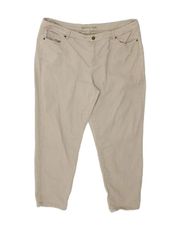 MICHAEL KORS Womens Tapered Cropped Jeans US 18 2XL W38 L27 Grey Cotton Comfortable Distressed Straight-Leg Jeans MICHAEL KORS Womens Tapered Cropped Jeans US 18 2XL W38 L27 Grey Cotton Comfortable Distressed Straight-Leg Jeans