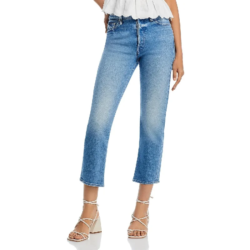 Mother Womens Tomcat Faded Denim Straight Leg Jeans Elegant Bootcut Fit Jeans