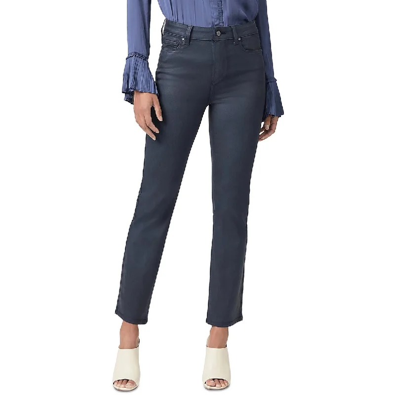 Paige Womens High Rise Coated Straight Leg Jeans Cozy Stretch High-Waist Jeans