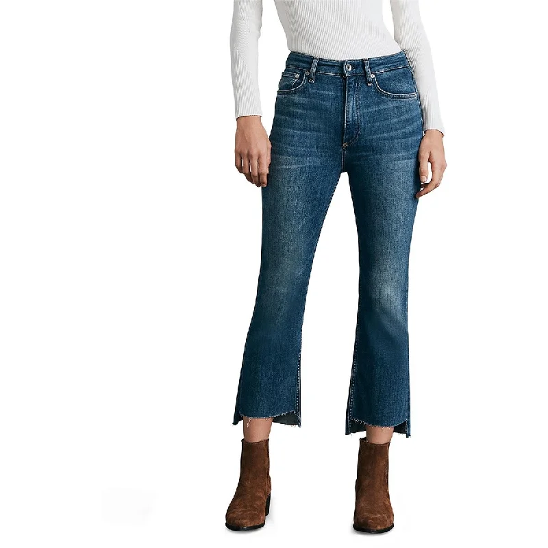Rag & Bone Jeans Womens High Rise Raw Hem Ankle Jeans Elegant High-Waisted Flared Jeans