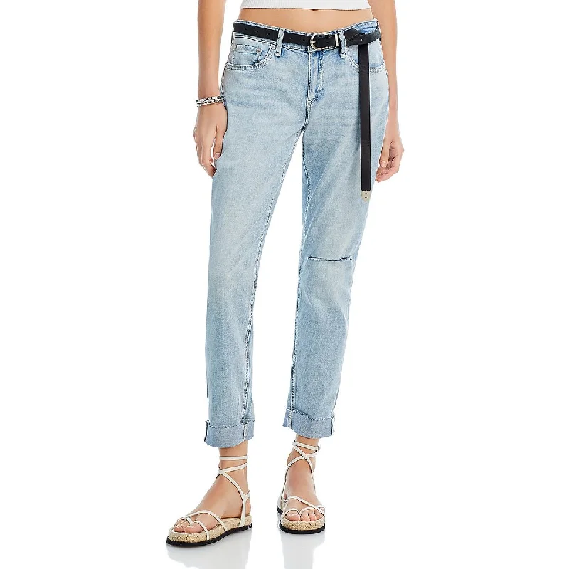 Rag & Bone Jeans Womens Low Rise Distressed Boyfriend Jeans Elegant High-Waisted Flared Jeans