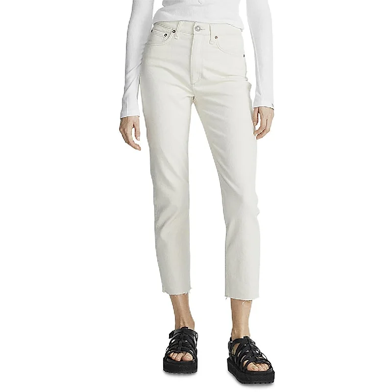 Rag & Bone Womens High Rise Slim Ankle Jeans Chic Ripped Jeans