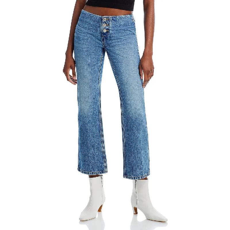 RE/DONE Womens Cropped High Rise Bootcut Jeans Elegant Bootcut Fit Jeans