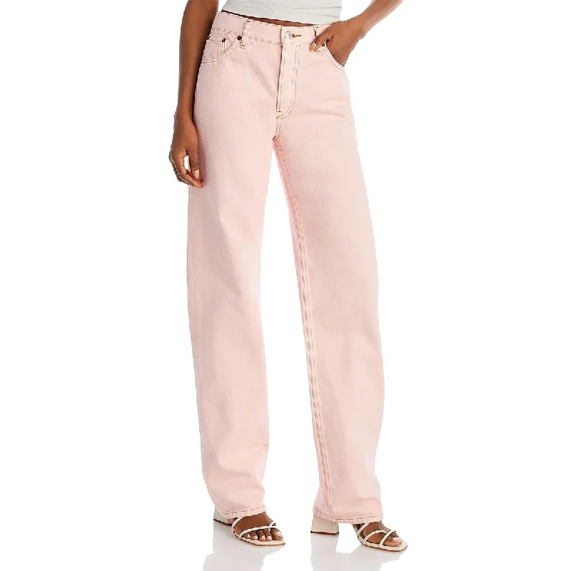RE/DONE Womens    Solid Denim Wide Leg Jeans Fashionable Jeggings Style Jeans