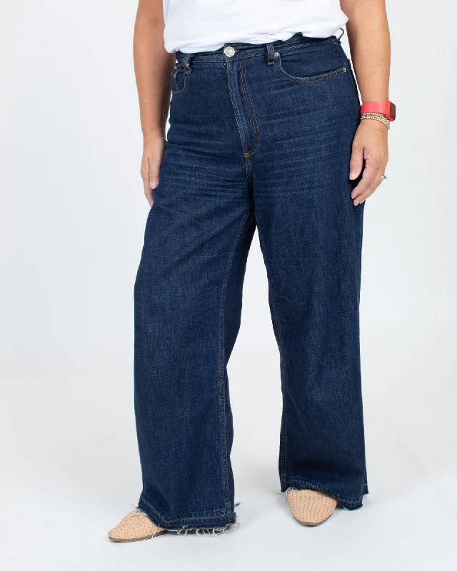 "Ruth Super High Rise Wide Leg Ankle" Jeans Comfortable Straight-Legged Denim