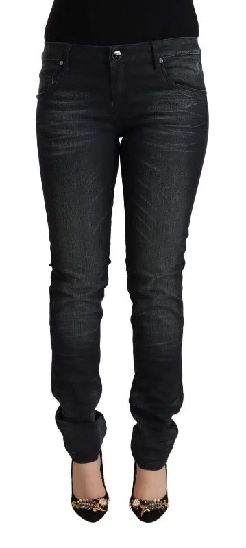 Sleek Black Washed Slim Fit Jeans Trendy Flared Leg Jeans