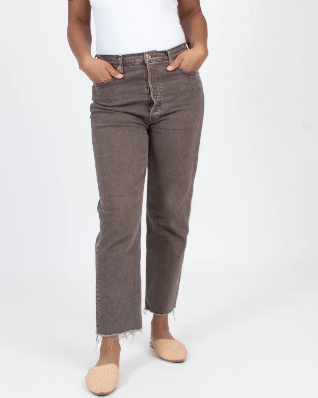 Straight Leg Raw Hem Jeans Casual Loose Fit Jeans