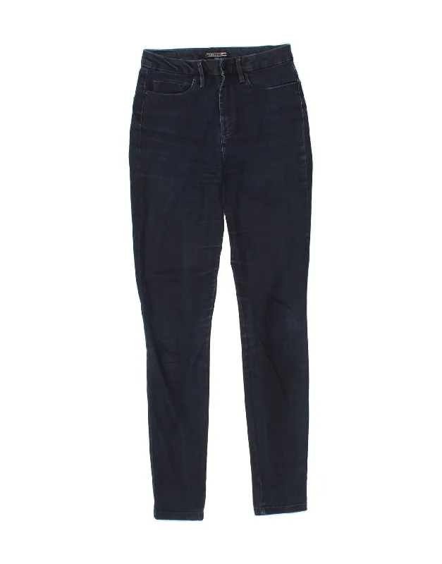 TOMMY HILFIGER Womens Skinny Jeans  W27 L30 Navy Blue Comfortable Folded Hem Jeans