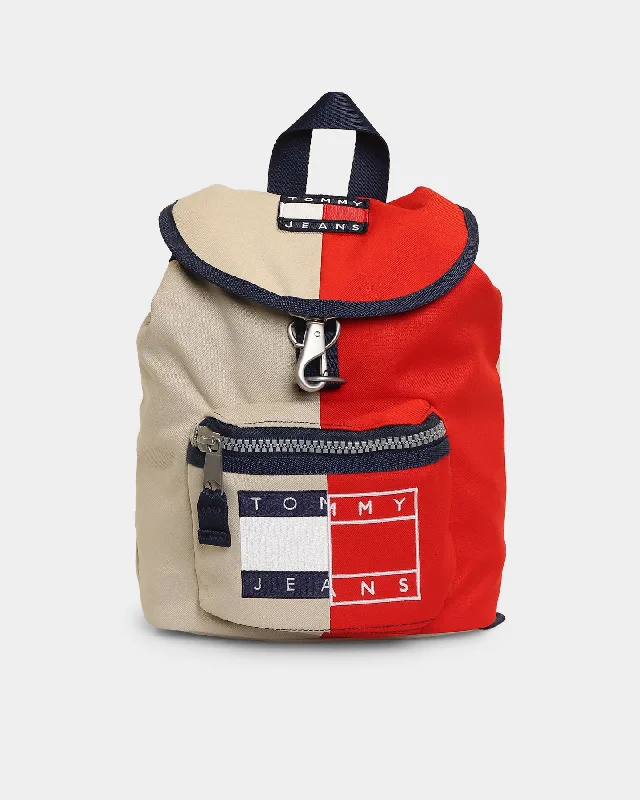 Tommy Jeans Heritage Spliced Backpack Deep Crimson Stylish Relaxed Fit Skinny Jeans