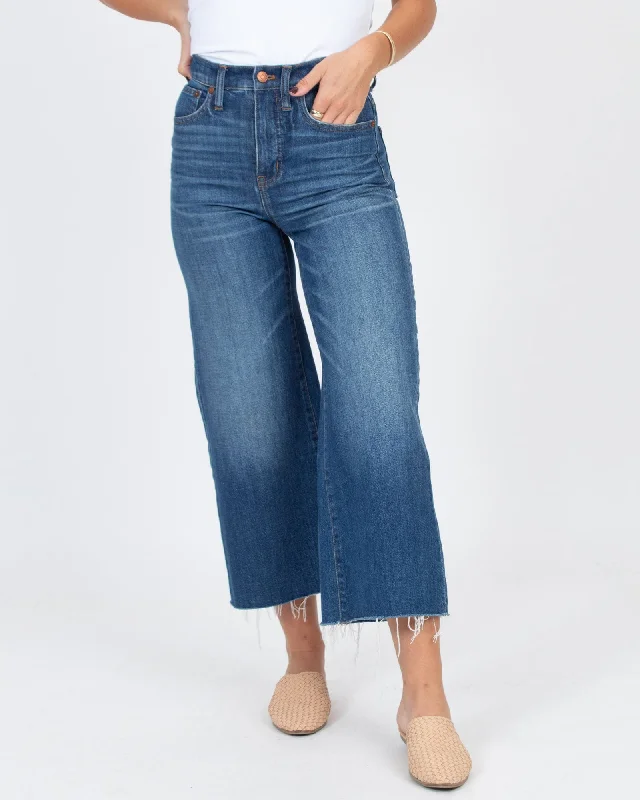 "Wide-Leg Crop" Jeans Trendy Cut-Off Denim Shorts