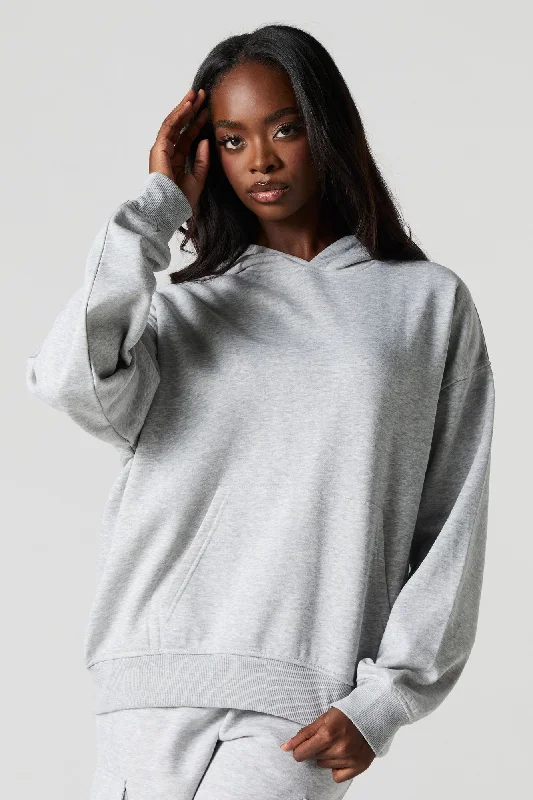 Oversized Fleece Hoodie Hoodie with Monochrome Minimalist Simple