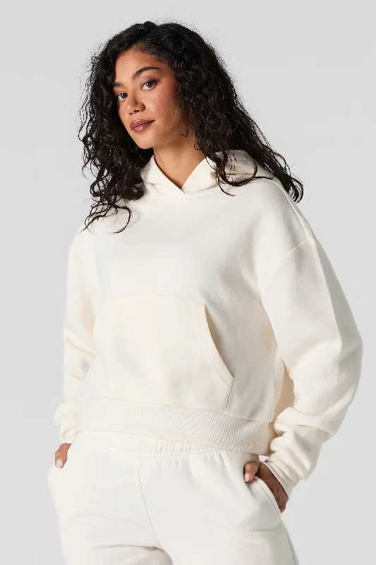 Oversized Fleece Hoodie Hoodie with Hem Patch Decorative Personalized