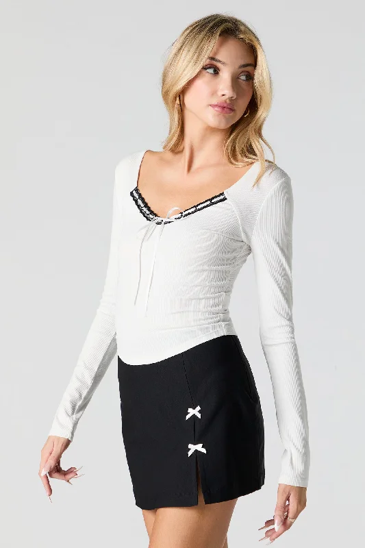 Bow Mini Skirt cashmere skirt soft